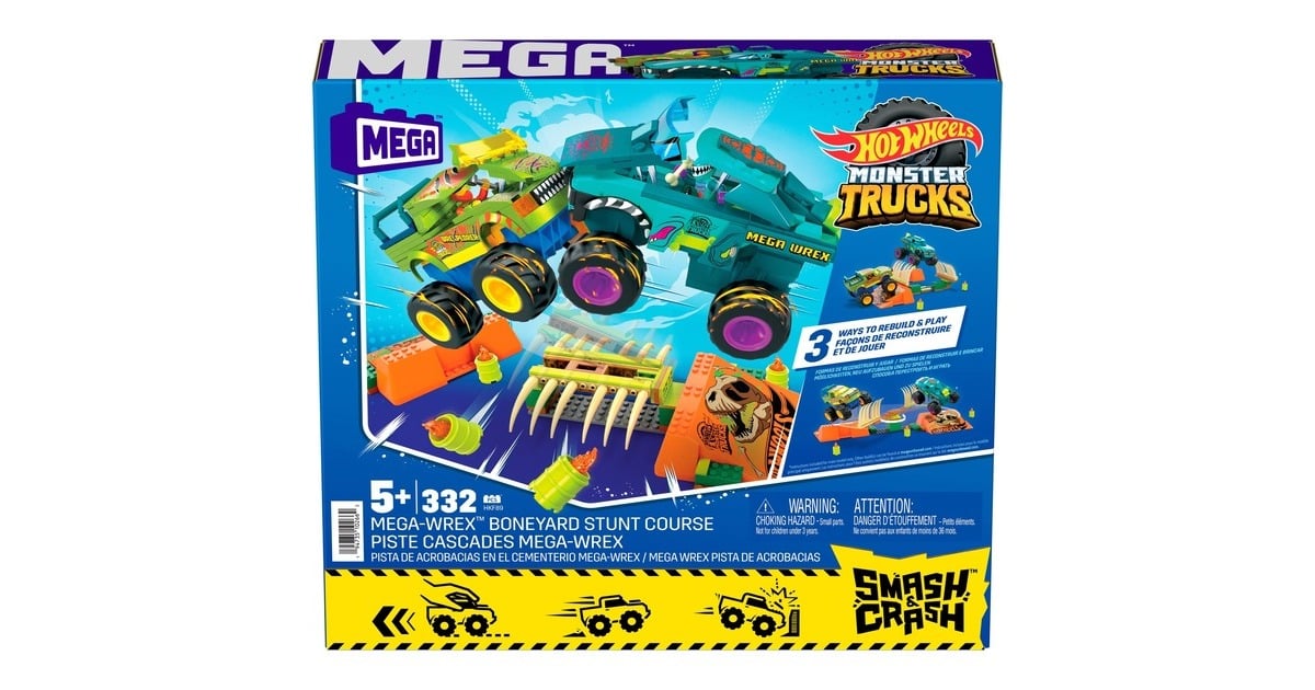 Mattel Mega Hot Wheels Monster Trucks Mega Wrex Knochen Crash Stuntbahn Konstruktionsspielzeug