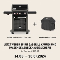 Weber Gasgrill Spirit E-330 Classic GBS Black schwarz, mit Sear Zone und Seitenkocher