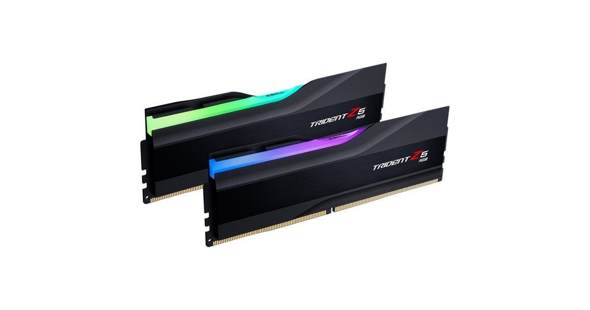 G.Skill DIMM 32 GB DDR5-6400 (2x 16 GB) Dual-Kit, Arbeitsspeicher schwarz (matt), F5-6400J3239G16GX2-TZ5RK, Trident Z5 RGB, INTEL XMP G.Skill DIMM 32 GB DDR5-6400 (2x 16 GB) Dual-Kit, Arbeitsspeicher schwarz (matt), F5-6400J3239G16GX2-TZ5RK, Trident Z5 RGB, INTEL XMP