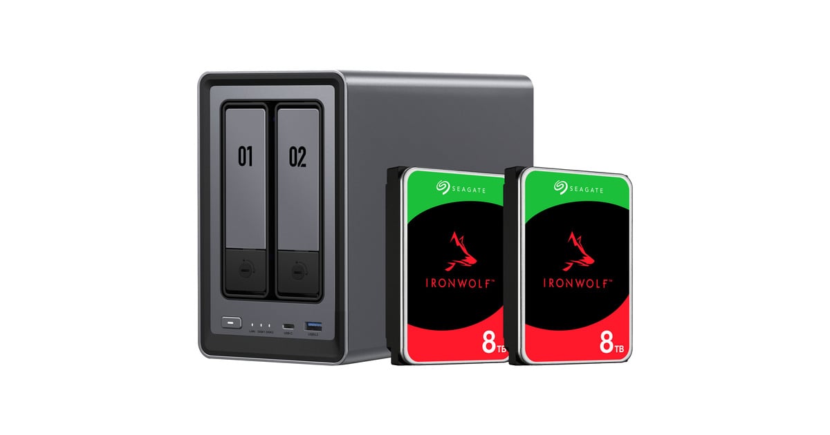 Ugreen DXP2800 + 2x 8 TB Seagate IronWolf HDD Bundle, NAS