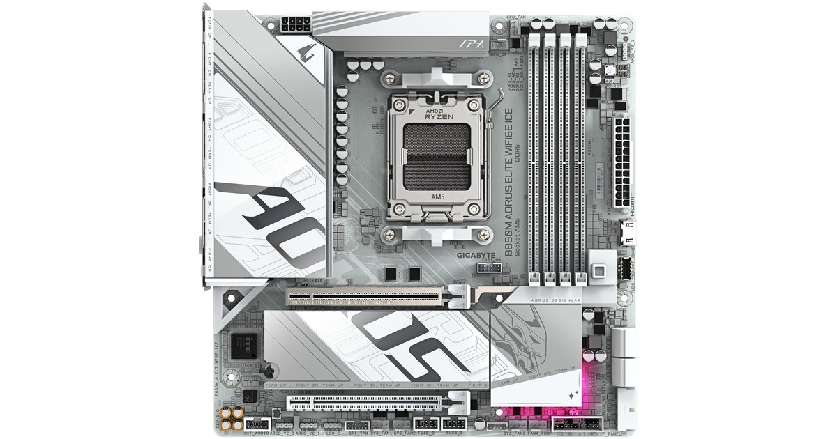 GIGABYTE B850M AORUS ELITE WIFI6E ICE, Mainboard silber/weiß