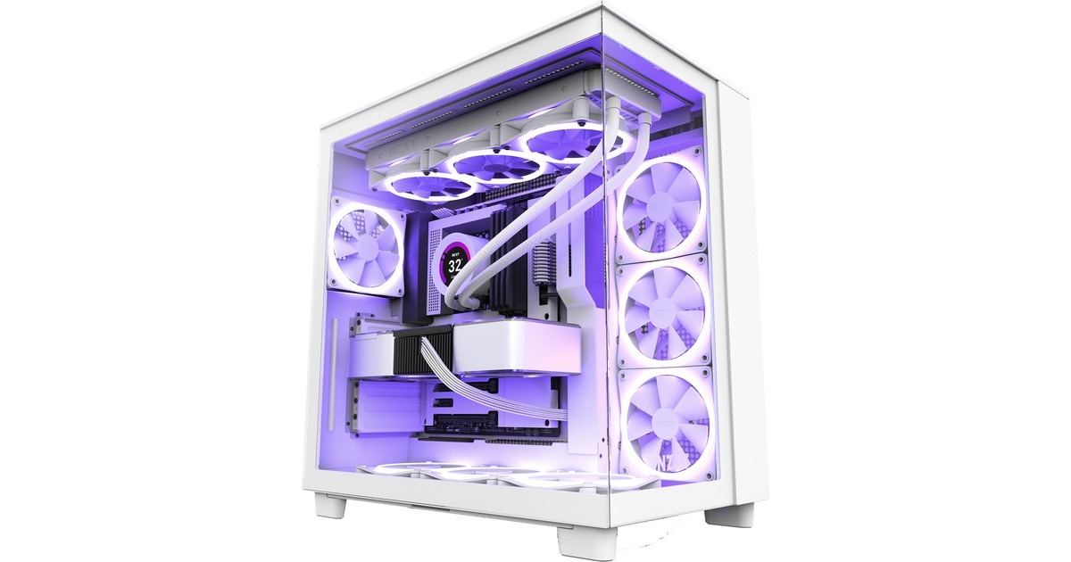 NZXT H9 Flow All White, Tower-Gehäuse weiß, Tempered Glass