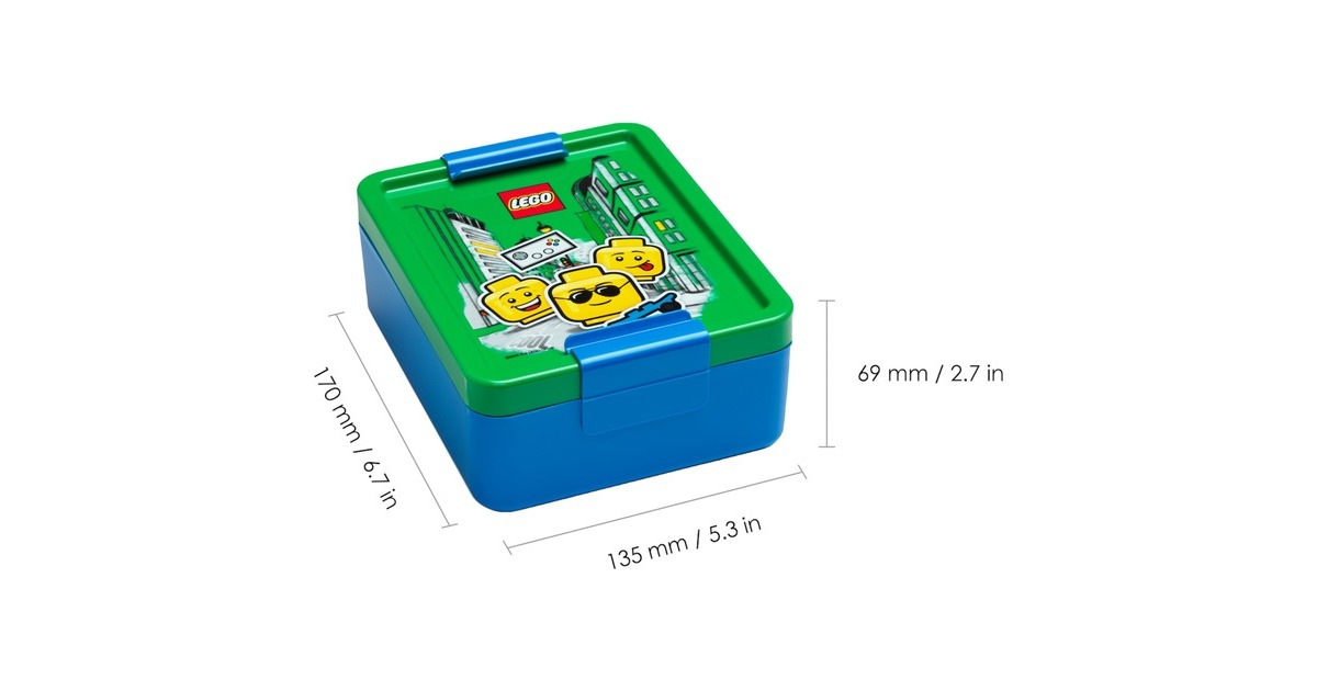Room Copenhagen LEGO Lunch Box Set Iconic Boy blue green blau grun 2 teilig mit Trinkflasche