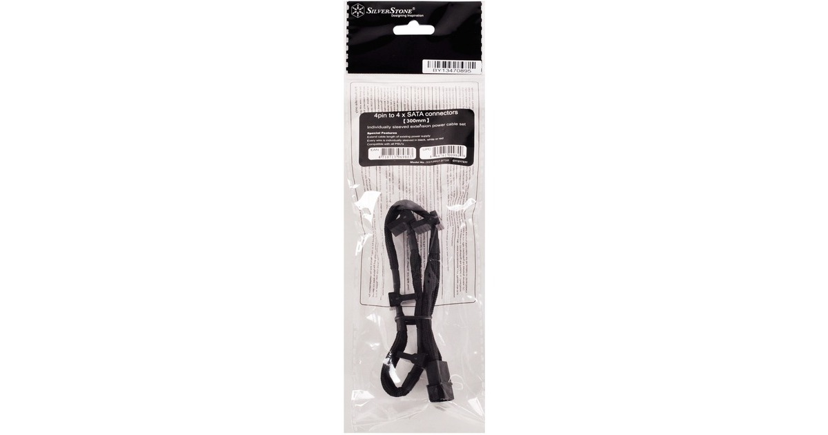 SilverStone PP07E-MBBW Set Cavi Prolunga Alimentazione Con Calza In Nylon - Nero/Bianco, Gestione Cavi Per PC