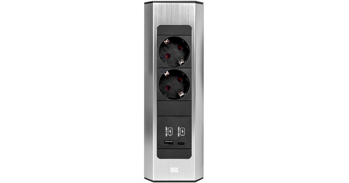 Bachmann CASIA 2 Steckdosenleiste 2-fach + USB-Charger, kurz, Wand 