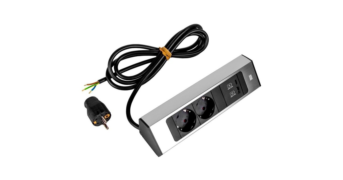 Bachmann CASIA 2 Steckdosenleiste 2-fach + USB-Charger, kurz, Wand 