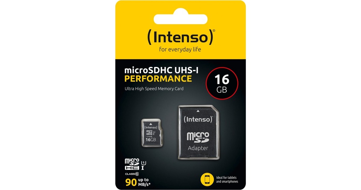 Intenso 16GB microSDHC 16 GB MicroSDHC Classe 10 UHS-I 90 MB/s Class 1 3423470