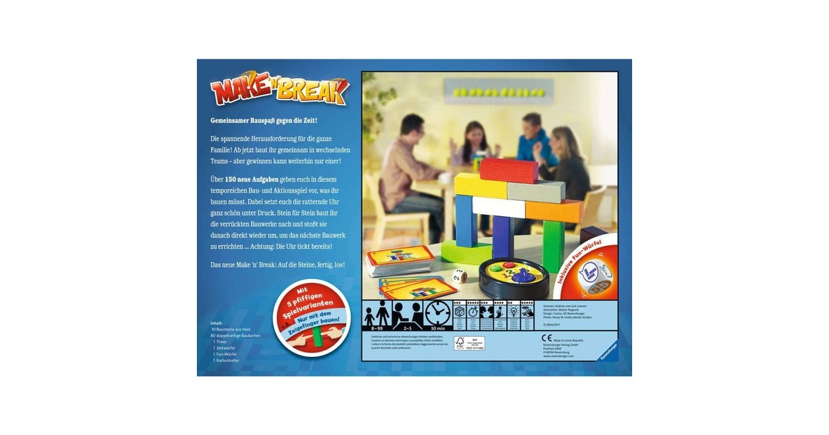 Ravensburger 26750 Make 'n' Break - Gesellschaftsspiel für die ganze Familie mit