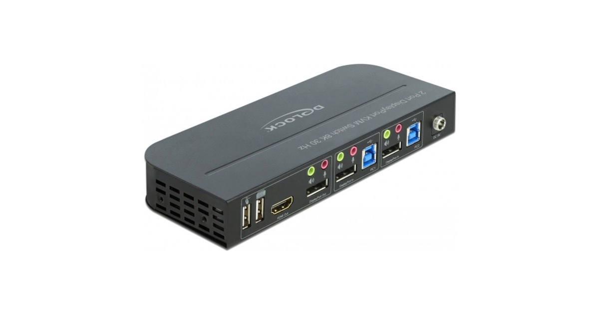 DeLOCK DisplayPort 1.4 KVM Switch 8K 30 Hz mit USB 3.2 Gen 1, KVMSwitch