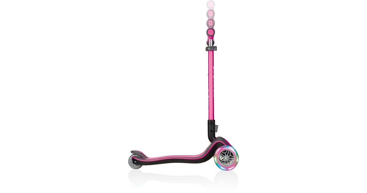 GLOBBER Elite Deluxe mit Leuchtrollen, Scooter pink/schwarz 