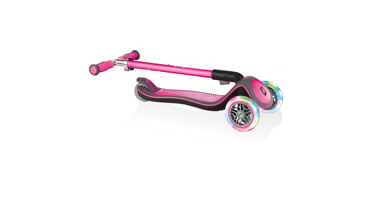 GLOBBER Elite Deluxe mit Leuchtrollen, Scooter pink/schwarz 
