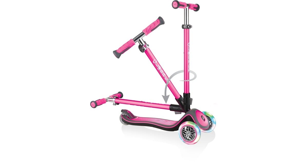 GLOBBER Elite Deluxe mit Leuchtrollen, Scooter pink/schwarz