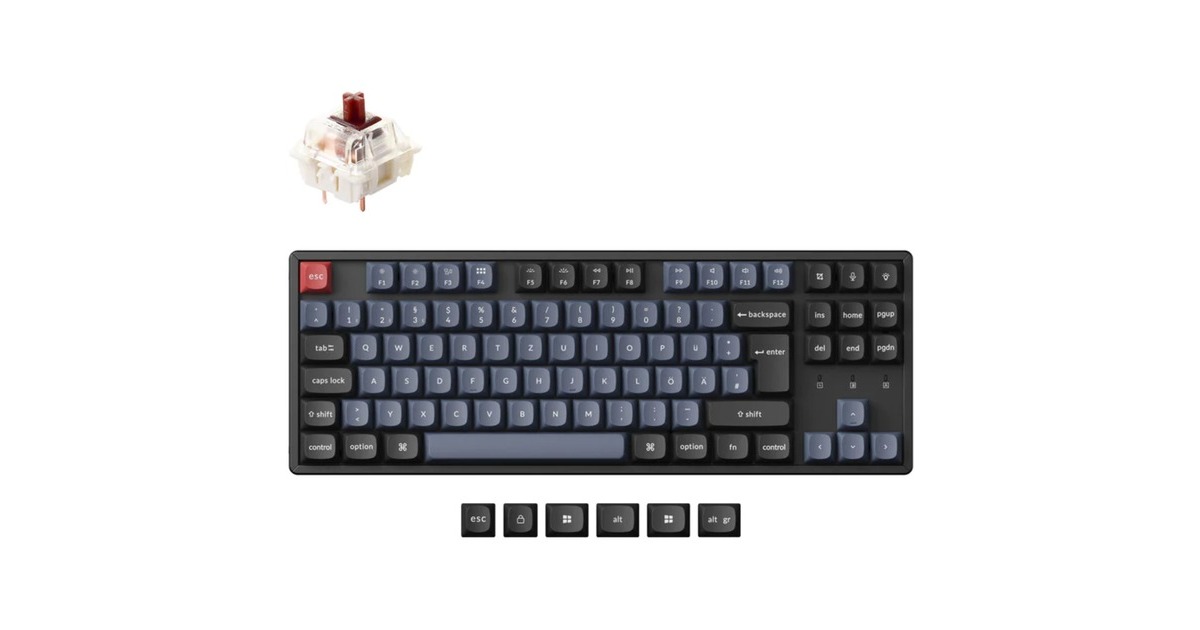 Keychron K8 Pro, Gaming-Tastatur schwarz/blau, DE-Layout, Gateron 