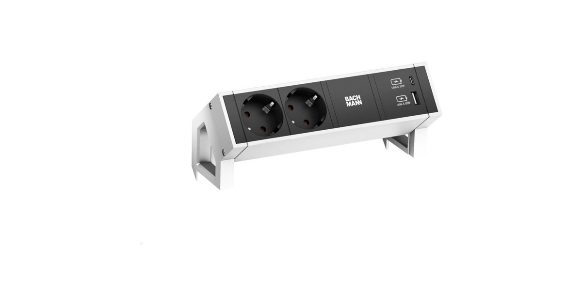 Bachmann DESK 2 Steckdosenleiste 3-fach, 2x Strom, USB-A, USB-C 