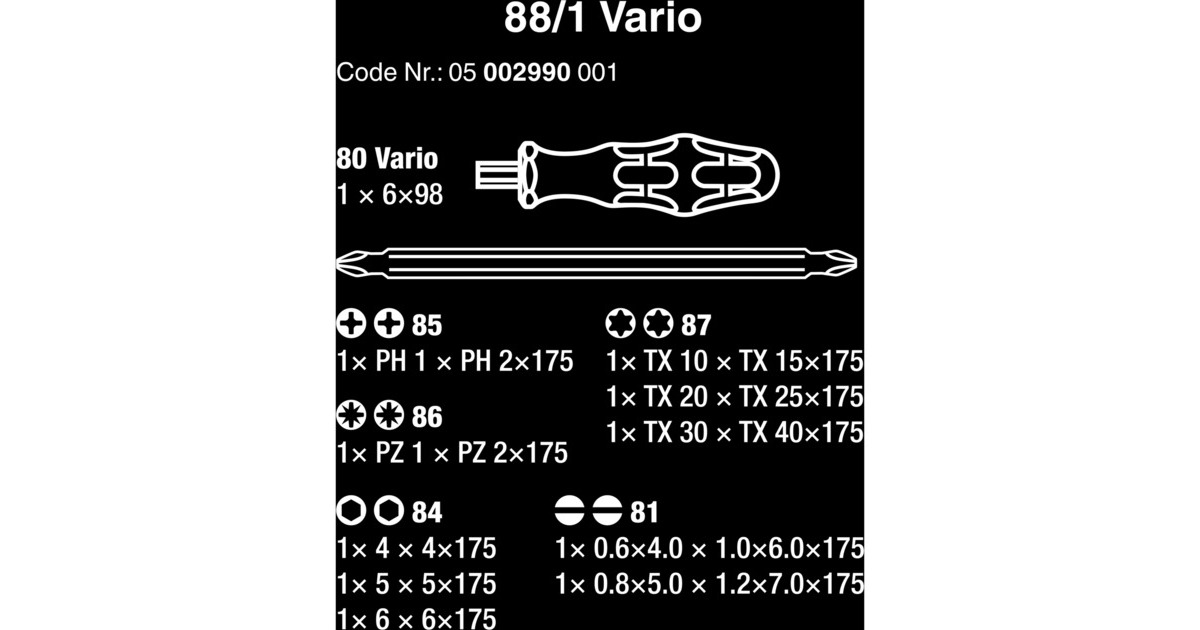 Wera Kraftform Kompakt 88/1 Vario, Bit-Satz, 11-teilig schwarz 