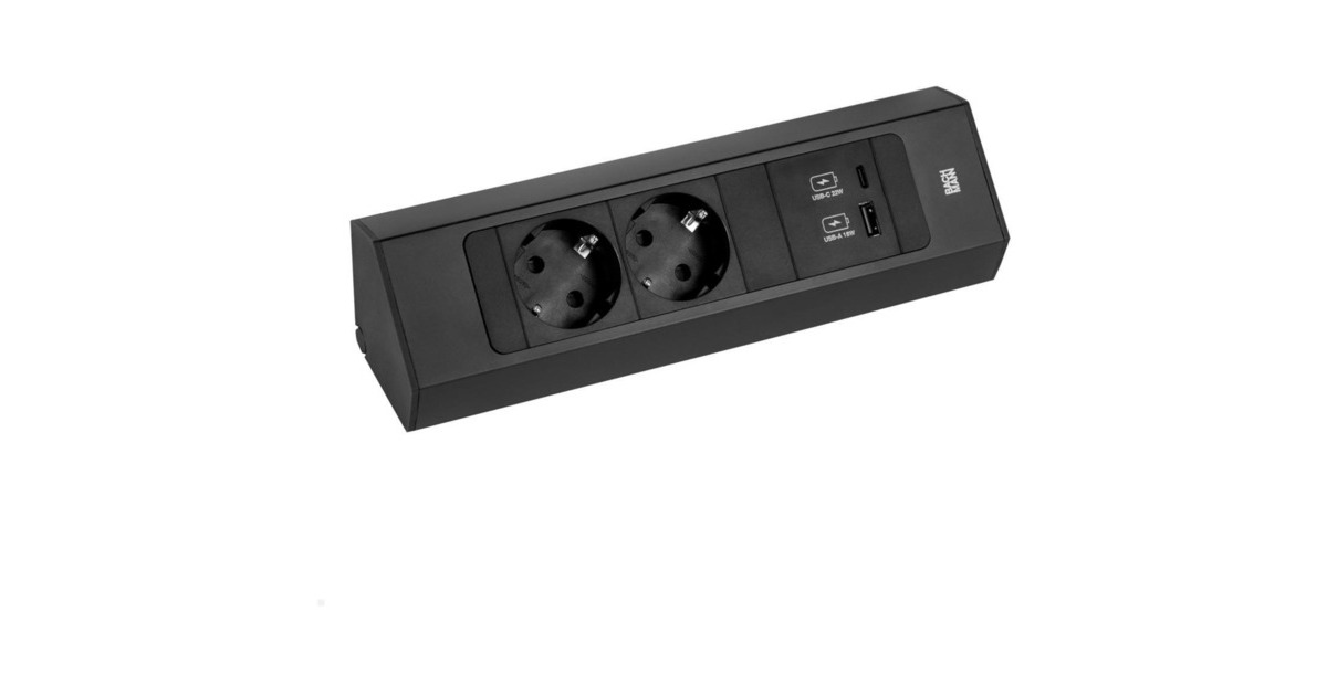Bachmann CASIA 2 Steckdosenleiste 2-fach + USB-Charger, kurz, Wand 