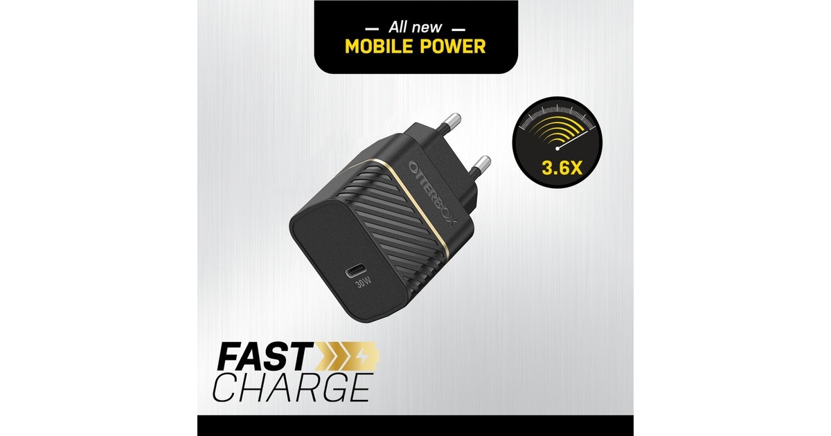 Otterbox USB-C Wand-Schnellladegerät 30W Black Schimmer schwarz  