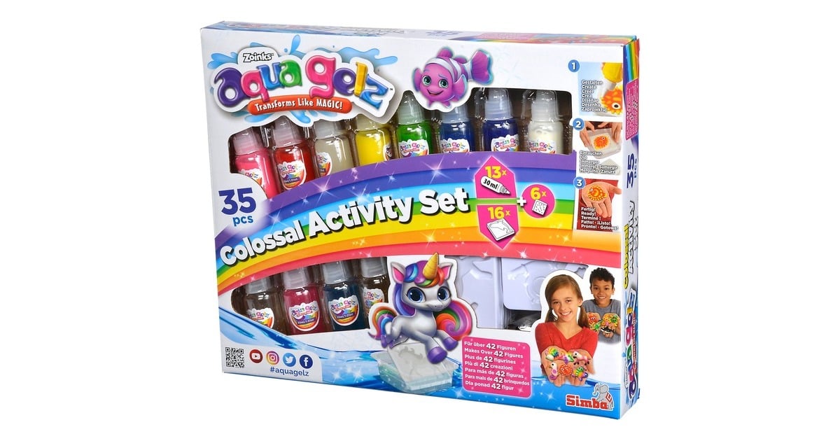 Aqua Gelz Simba – Set Créatif Deluxe figurines 3D – Kit créatif avec 6 gels 60 ml, 3 gels 15 ml & 6 moules- Coffrets Créatifs pour enfant