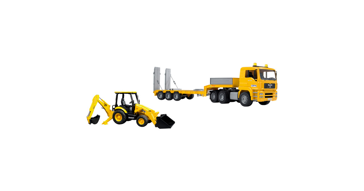 Mack Granite avec plateau et JCB 4CX Bruder 02813 Super Mack Granite avec plateau et JCB 4CX Bruder 02813 Super
