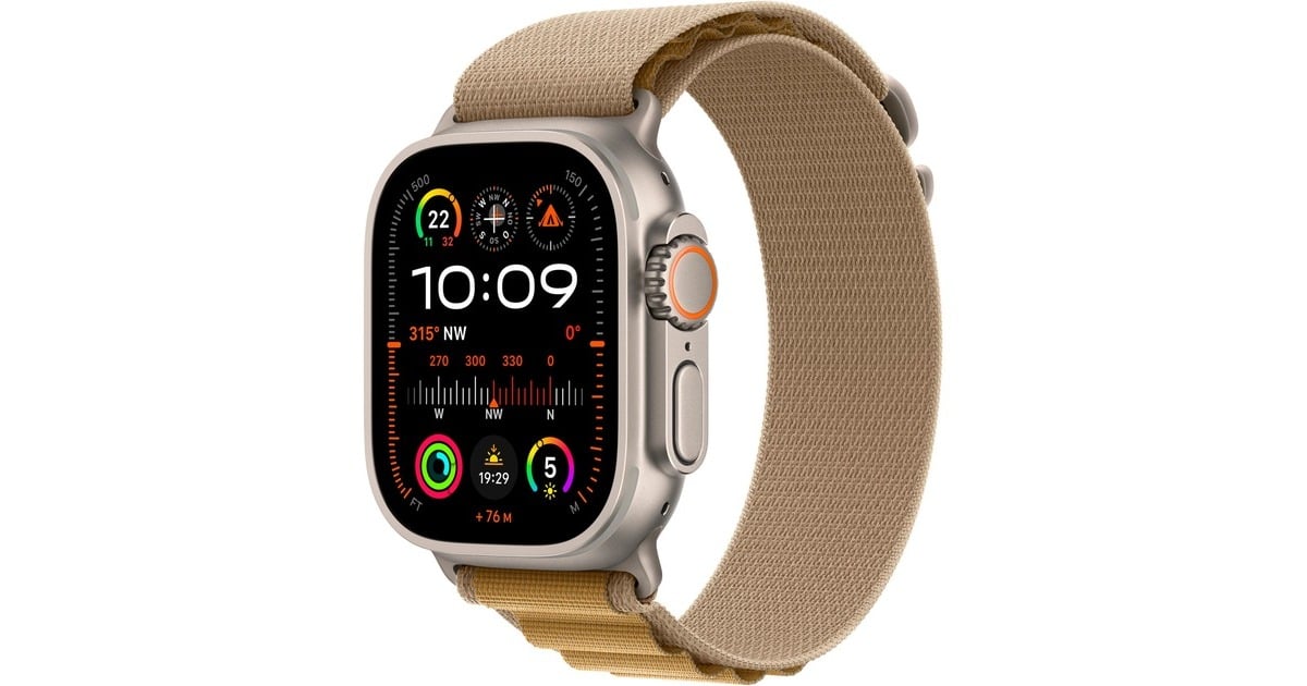Apple Watch Ultra 2 Smartwatch grau 49 mm Alpine Loop Mandel Titangehause Cellular