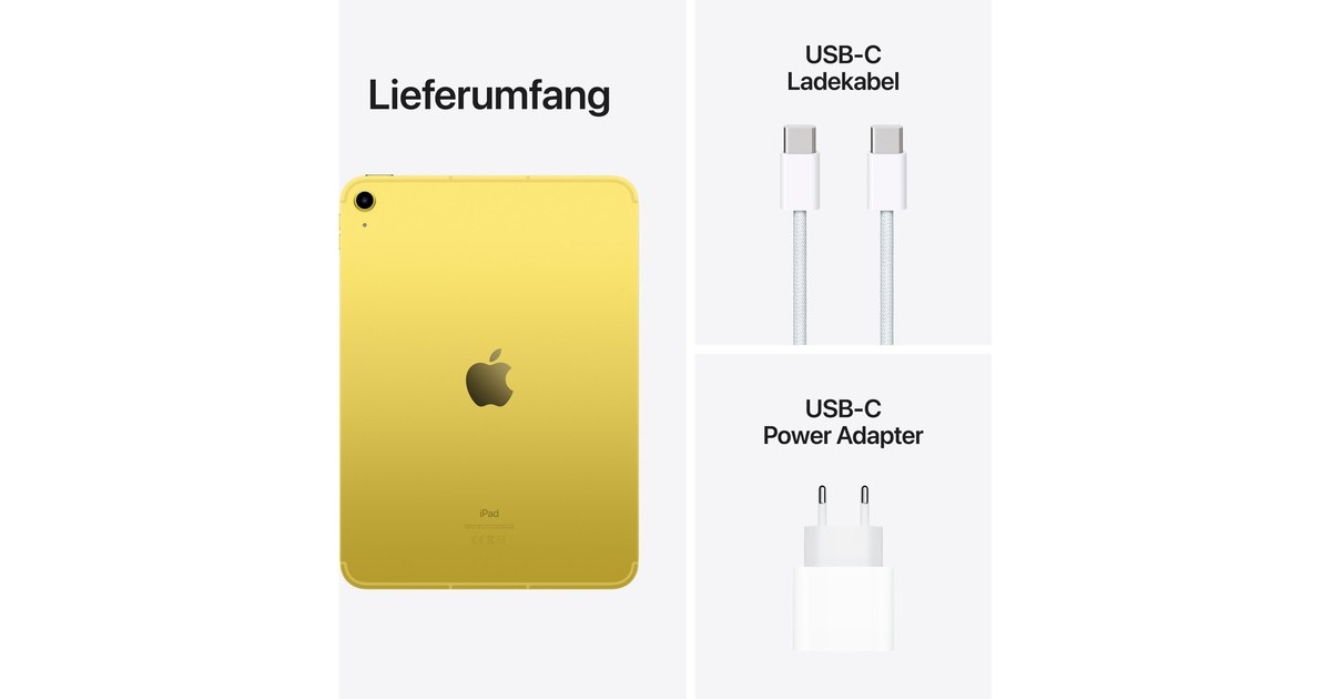 Apple iPad 256GB, Tablet-PC gelb, 5G, Gen 10 / 2022 