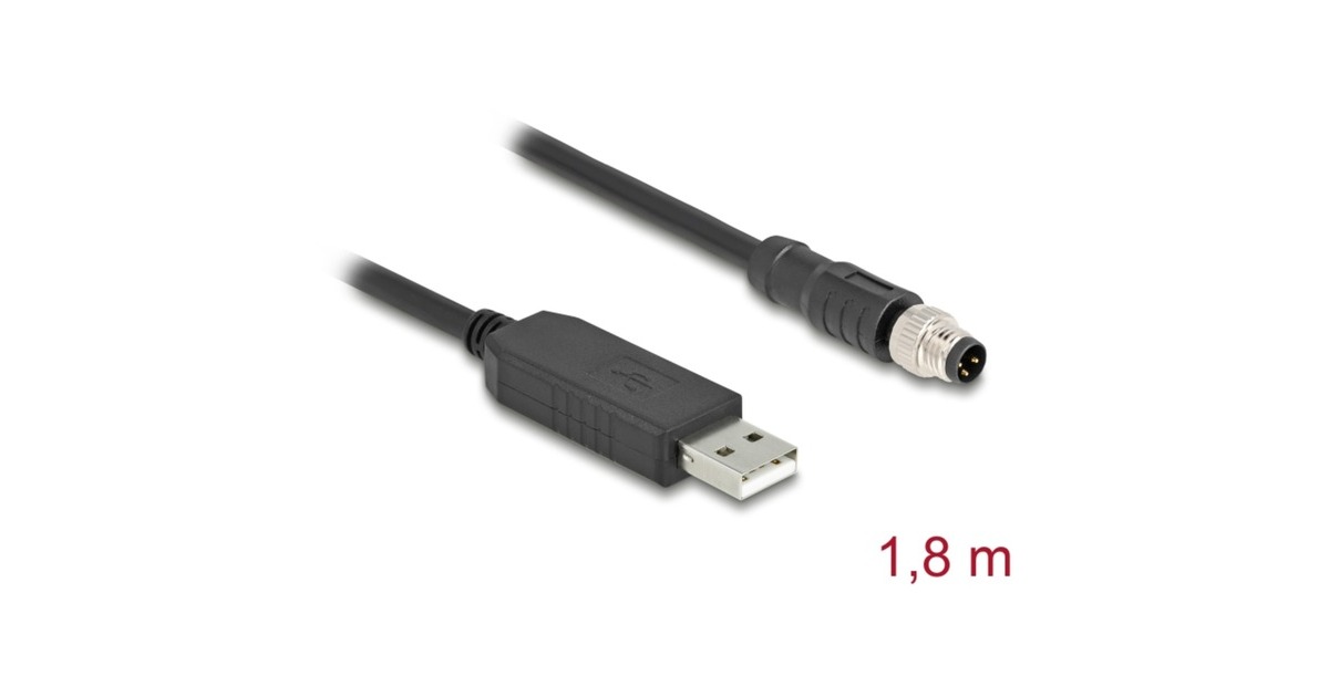 DeLOCK M8 Serielles Anschlusskabel mit FTDI Chipsatz schwarz, 1,8 