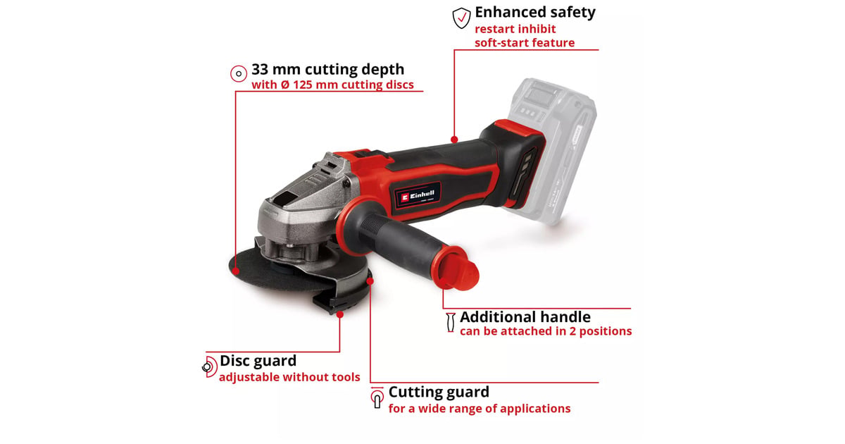 EINHELL Power X-Change Akku-Winkelschleifer TE-AG 18/125-2 Li - Solo
