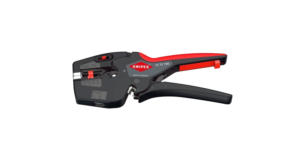 KNIPEX NexStrip Elektriker-Multiwerkzeug, Abisolier-Zange schwarz/rot