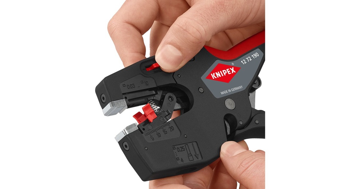 KNIPEX NexStrip Elektriker-Multiwerkzeug, Abisolier-Zange schwarz/rot