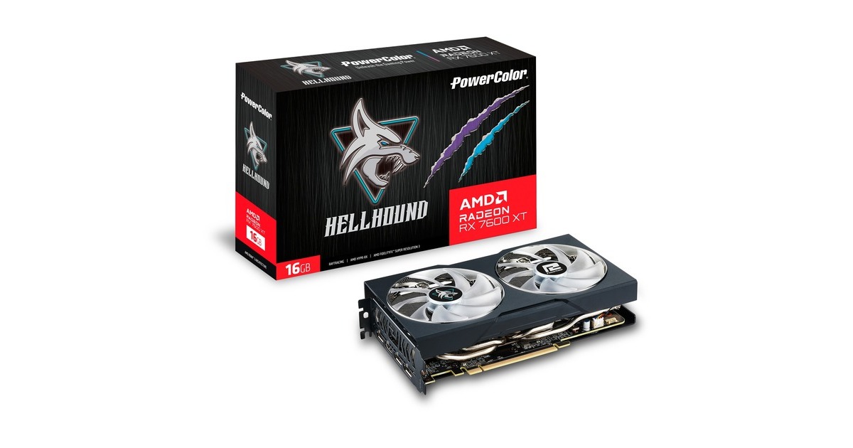PowerColor Radeon RX 7600 XT Hellhound 16GB OC, Grafikkarte RDNA 3 