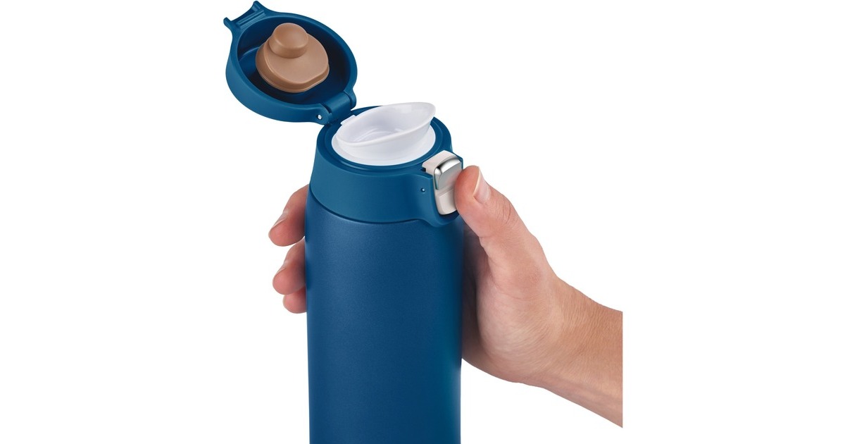 Emsa TRAVEL MUG light Thermobecher dunkelblau, 0,4 Liter, Flip-Deckel | Thermobecher