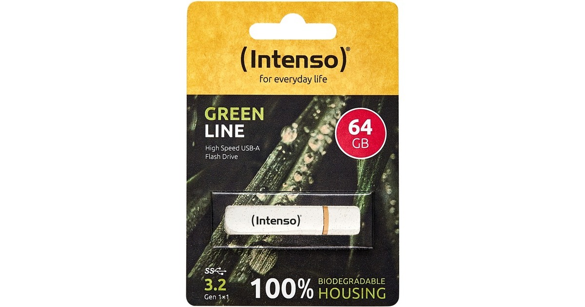 Intenso Green Line 64 GB, USB-Stick beige/braun, USB-A 3.2 Gen 1