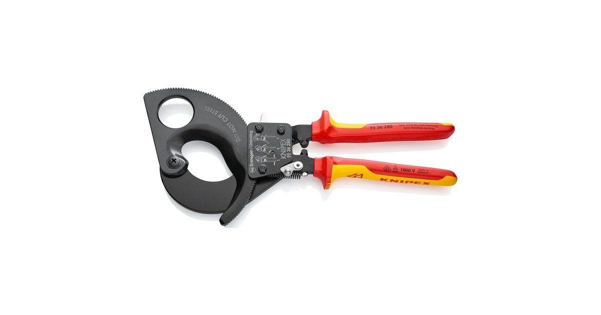 KNIPEX Kabelschneider 95 36 280, Schneid-Zange für Cu- und Al 