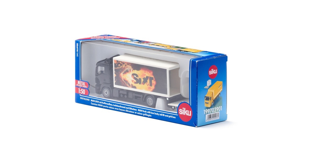 Siku SUPER Man LKW Mit Kofferaufbau 1:50 - Gelbes Spielzeugauto Mit Ladebordwand