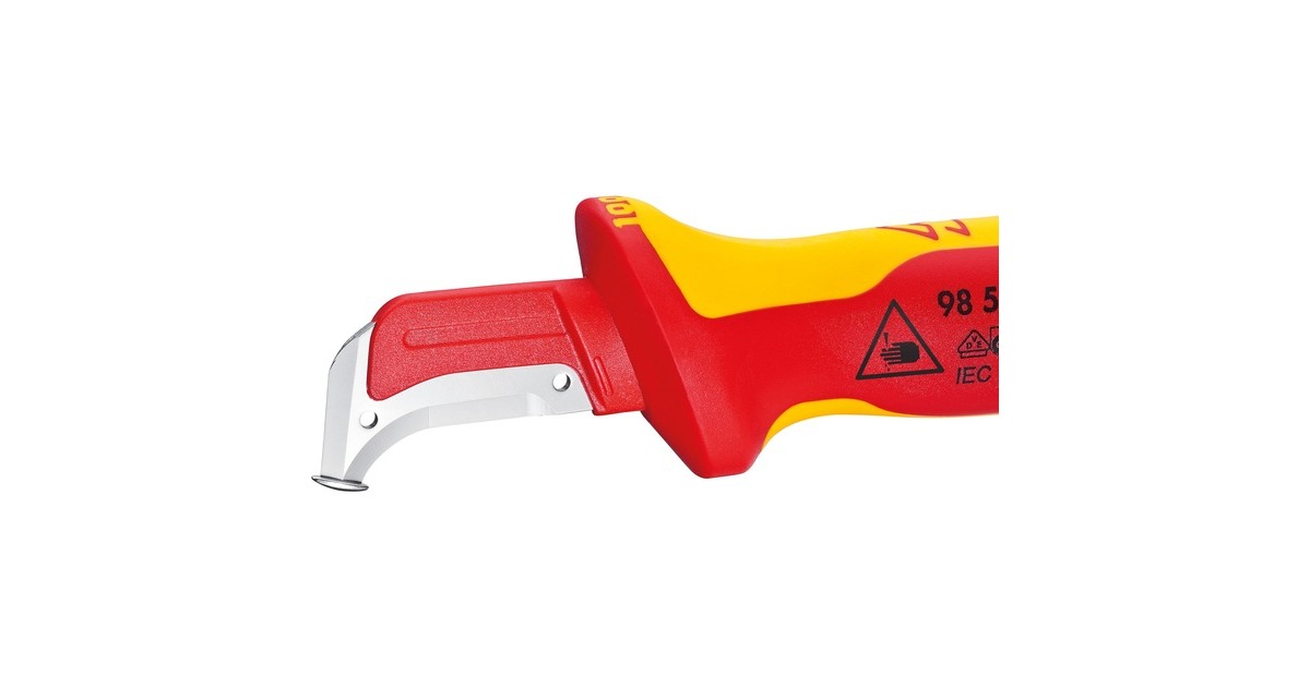 KNIPEX Abmantelungsmesser 98 55 SB VDE rot/gelb, Länge 180mm, mit 