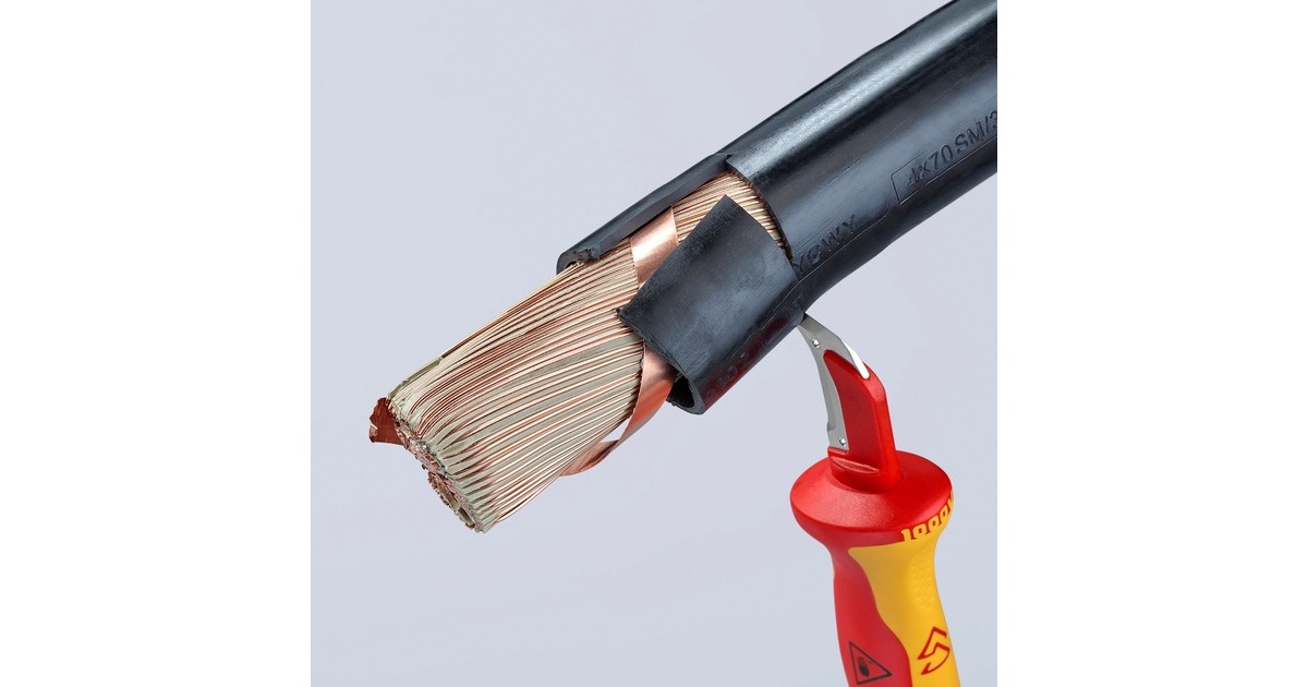 KNIPEX Abmantelungsmesser 98 55 SB VDE rot/gelb, Länge 180mm, mit 