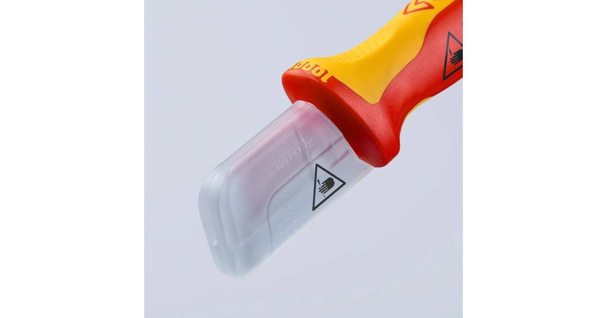 KNIPEX Abmantelungsmesser 98 55 SB VDE rot/gelb, Länge 180mm, mit 