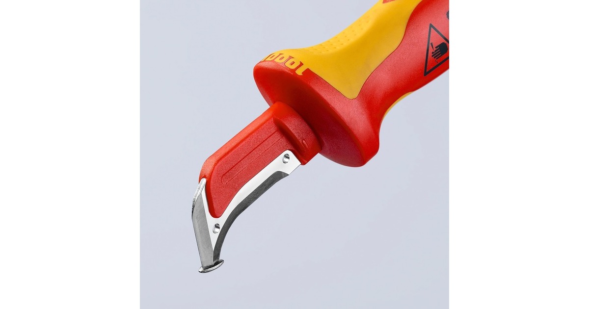 KNIPEX Abmantelungsmesser 98 55 SB VDE rot/gelb, Länge 180mm, mit  