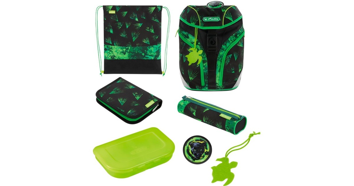 Herlitz Grundschulrucksack SoftLight , Schulranzen schwarz/grün 