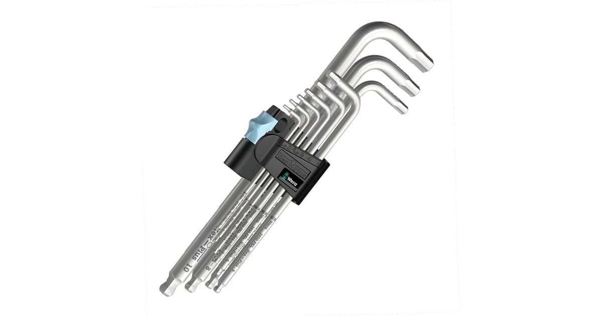 Wera 3950 PKL/9 Innen-Sechskant Winkelschraubendreher-Set – 9-teilig, 1,5 Bis 10 Mm, Mit Kugelkopf
