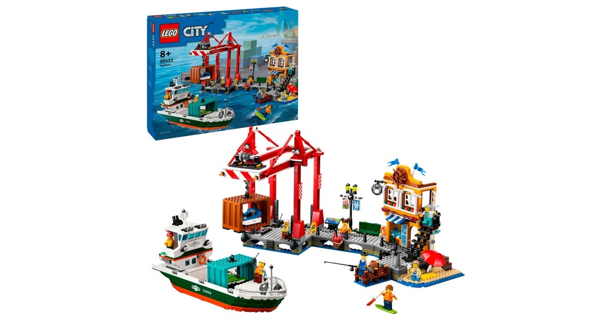 LEGO 60422 City Hafen mit Frachtschiff, Konstruktionsspielzeug Outlet