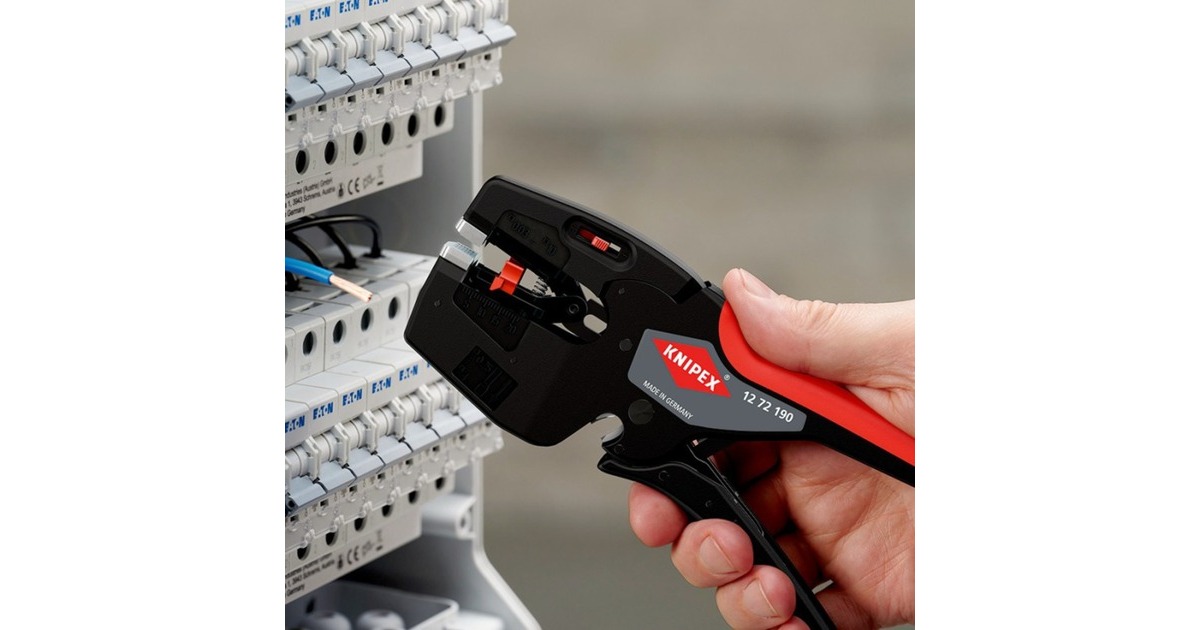 KNIPEX NexStrip Elektriker-Multiwerkzeug, Abisolier-Zange schwarz/rot 