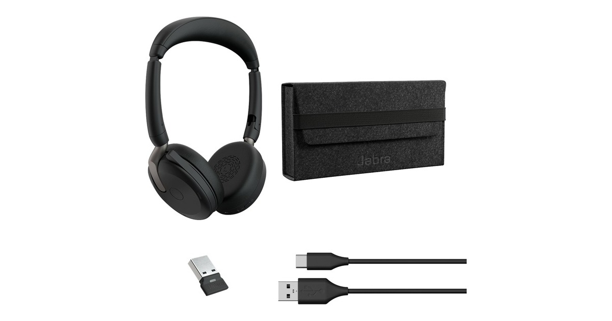 Jabra Evolve2 65 Flex Duo, Headset schwarz, Stereo, UC, USB-A  