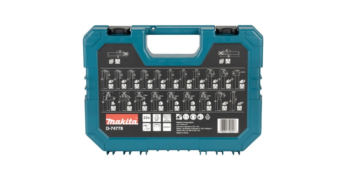 Makita Fräser-Set D-74778, 22-teilig 8mm Schaft