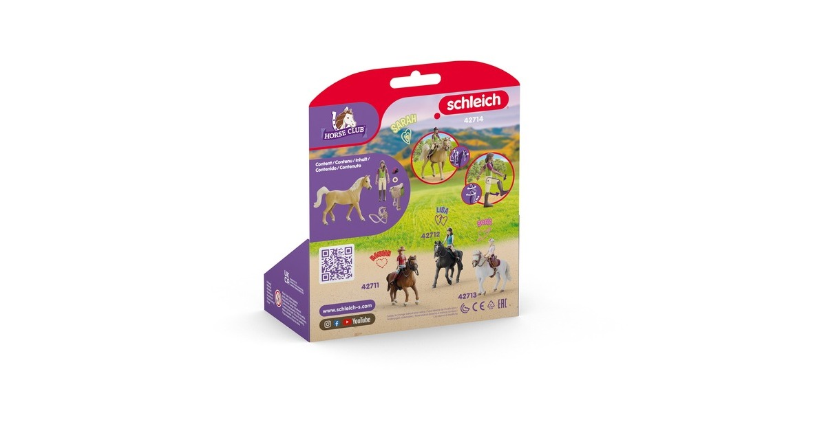 Schleich 42542 Horse Club Sarah & Mystery - Figurine Cheval Et Cavalière Dès 5 Ans, Coffret 10 Pièces