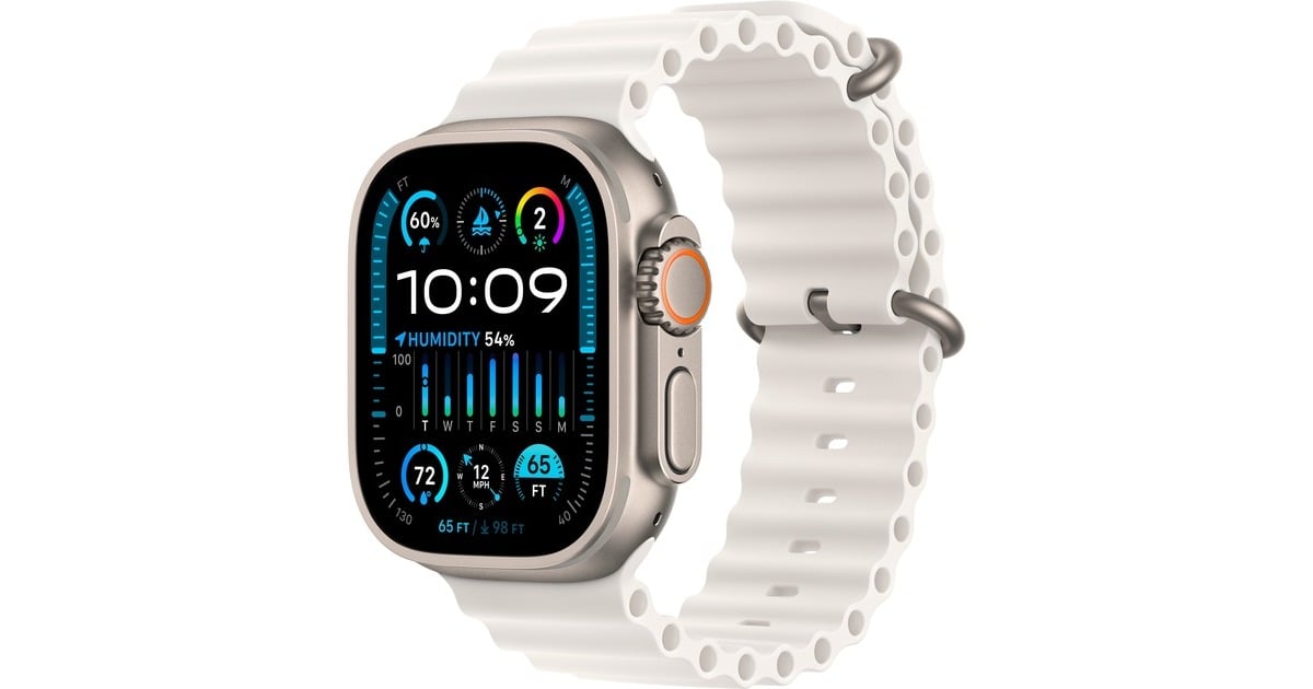 Apple Watch Ultra 2, Smartwatch weiß, 49 mm, Ocean Armband 