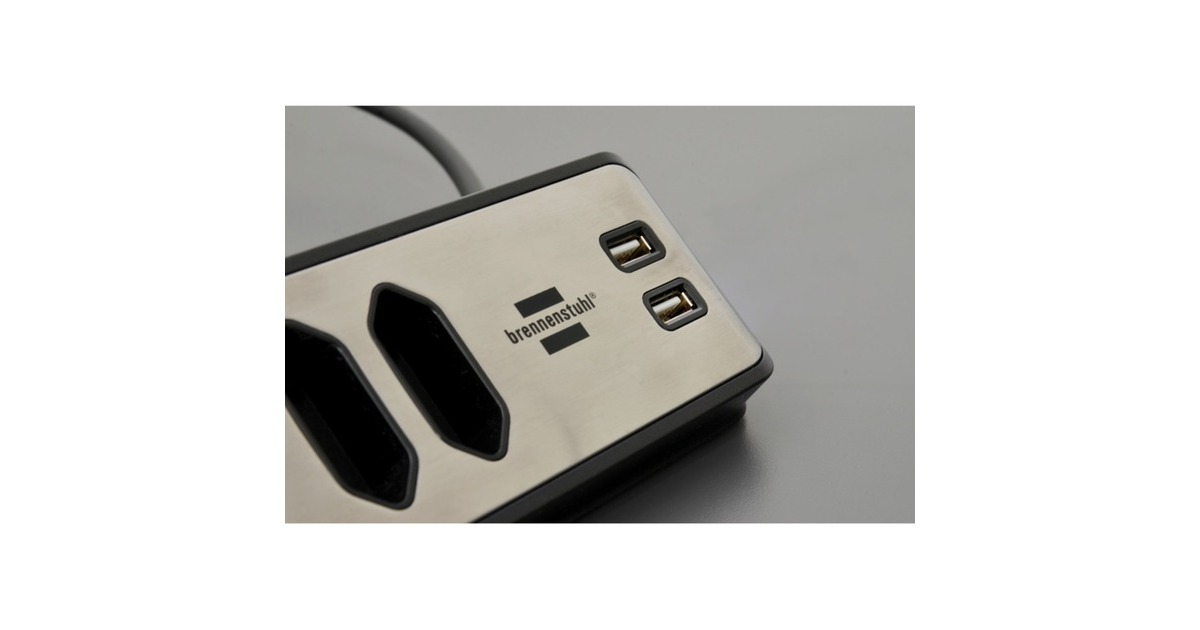 Brennenstuhl estilo Eck-Steckdosenleiste 4-fach schwarz/edelstahl  