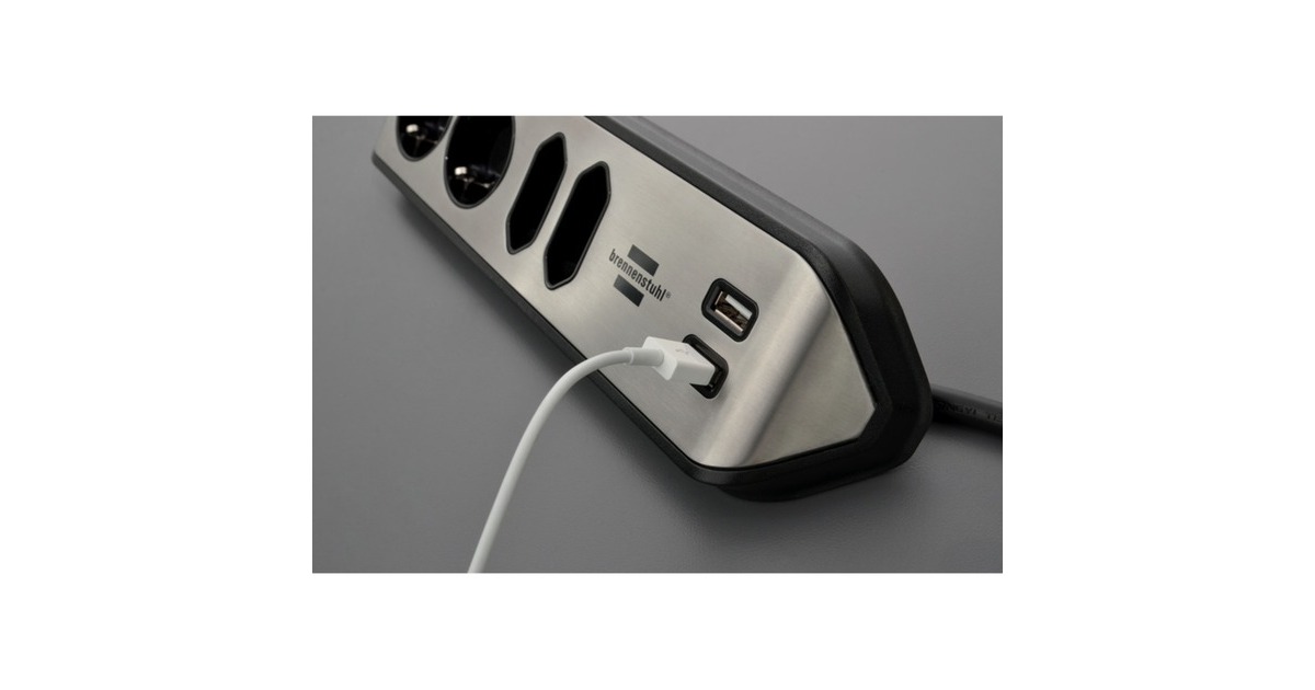 Brennenstuhl estilo Eck-Steckdosenleiste 4-fach schwarz/edelstahl  