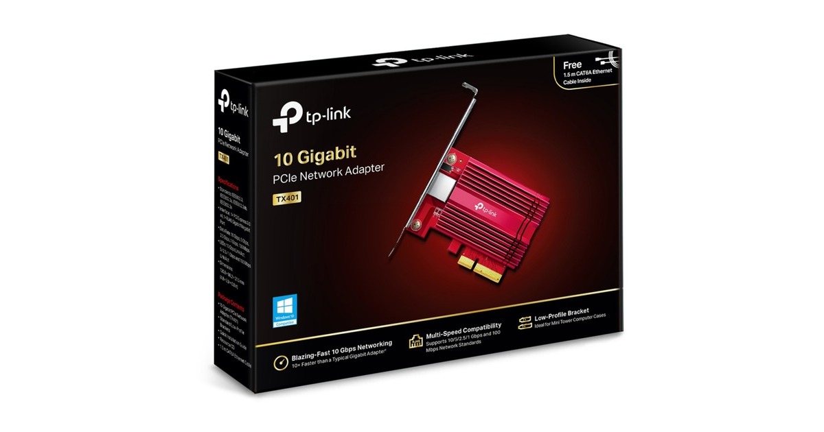 TP-Link TX401 10 Gigabit PCI Express, LAN-Adapter rot