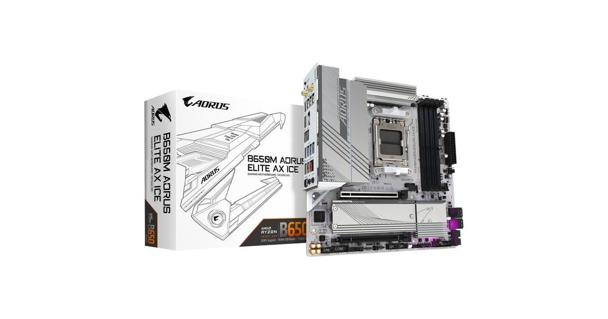 GIGABYTE B650M AORUS ELITE AX ICE, Mainboard silber
